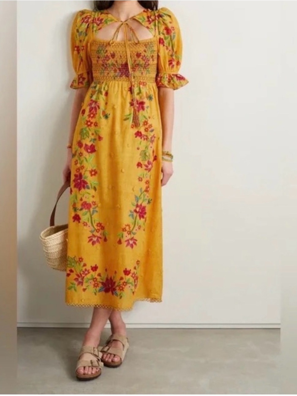 Farm rio Flower Dream Embroidered Midi dress